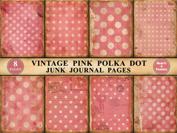 Download Vintage Pink Polka Dot Junk Journal Page - Vintage Collection