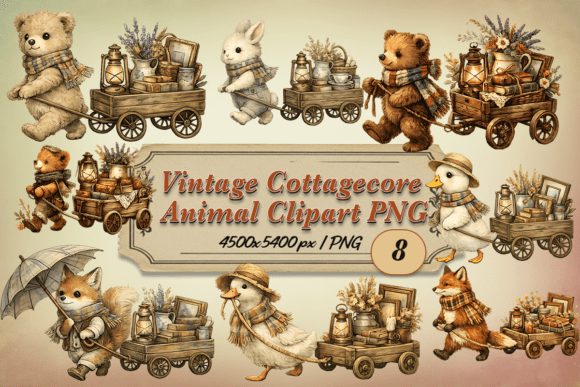 Download Vintage Cottagecore Animal Clipart PNG - Vintage Collection