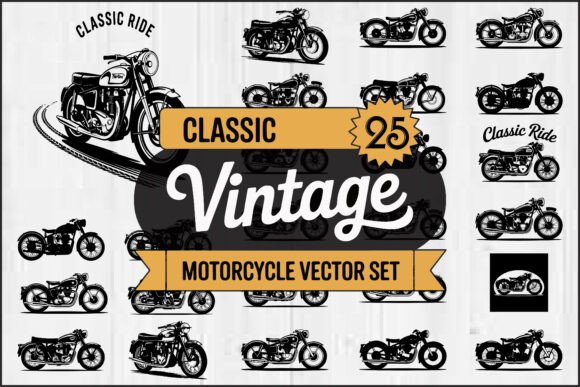 Download Classic Vintage Motorcycle SVG Bundle - Vintage Collection