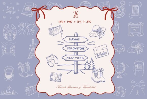Download Vintage Travel Adventure Journey Doodles - Vintage Collection
