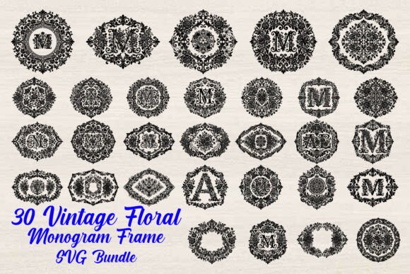 Download Vintage Floral Monogram Frame SVG Bundle - Vintage Collection