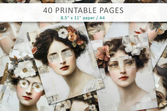 Download Vintage Woman Portrait Collage Pages - Vintage Collection