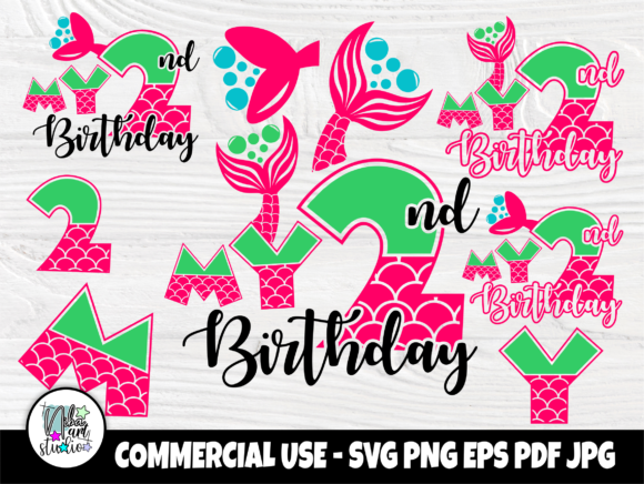 Download My Second Birthday SVG, Mermaid Birthday - Premium Resources