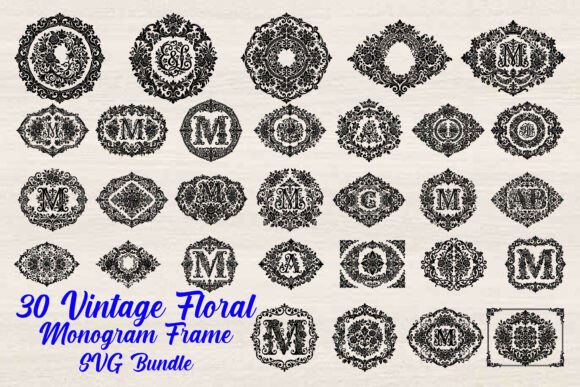 Download Vintage Floral Monogram Frame SVG Bundle - Vintage Collection