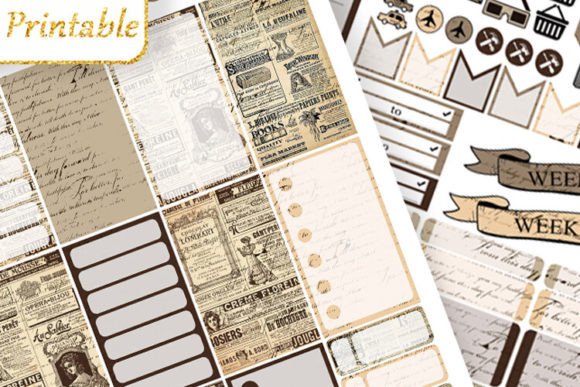 Download Weekly Planner Sticker Vintage Newspaper - Vintage Collection