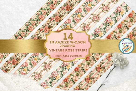 Download Fussy Cut: Vintage Rose Stripe - Vintage Collection