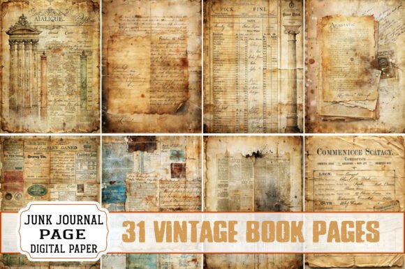 Download Vintage Book Pages, Old Journal Sheets - Vintage Collection