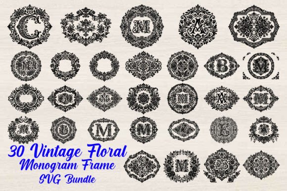Download Vintage Floral Monogram Frame SVG Bundle - Vintage Collection