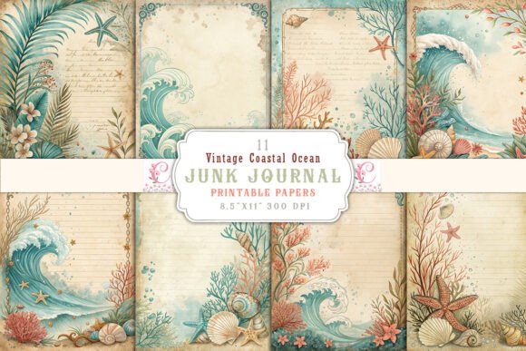 Download Vintage Coastal Ocean Junk Journal Pages - Vintage Collection