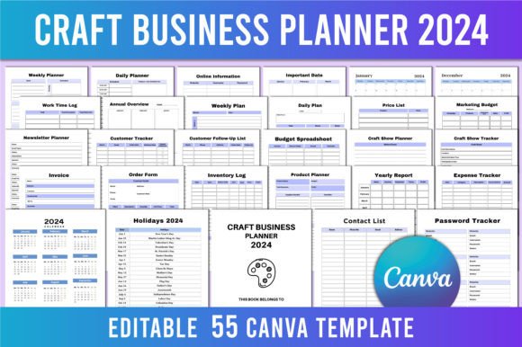 Download Editable Craft Business Planner 2024 KDP - Business Collection