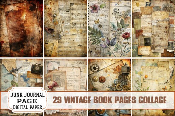 Download Vintage Book Pages Collage - Vintage Collection