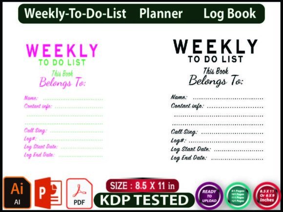 Download Weekly to Do List Planner - KDP Interior - Weekly to do list Collection