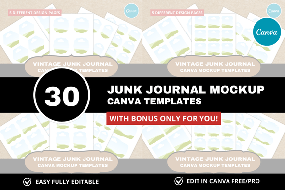 Download 30 Vintage Junk Journal Template + Bonus - Vintage Collection