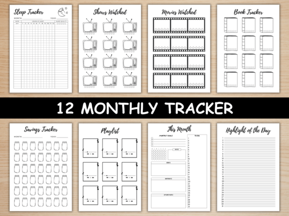 Download Monthly Trackers Bundle, Digital Planner - Monthly Collection
