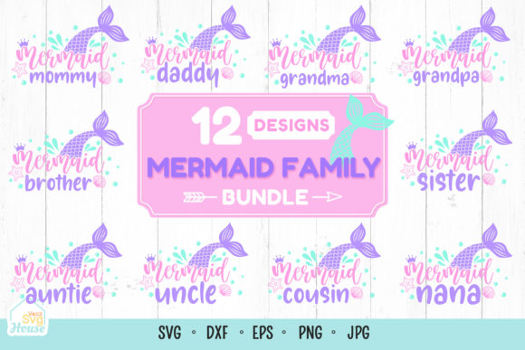 Download Mermaid Birthday Family SVG Bundle - Mermaid birthday Collection