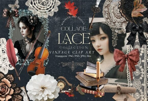 Download Vintage Lace Collage 150 - Vintage Collection