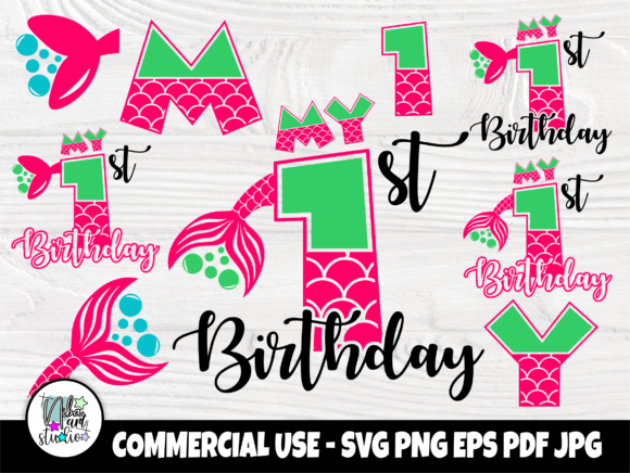 Download My First Birthday SVG, Mermaid Birthday - Premium Resources