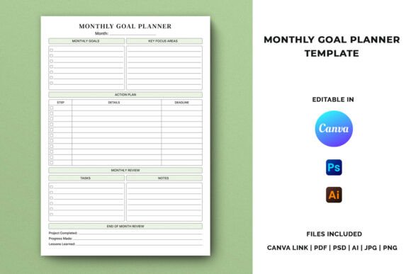 Download Monthly Goal Planner Template - Monthly Collection