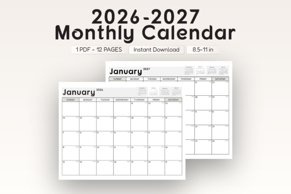 Download 2026-2027 Monthly Calendar Landscape - Monthly Collection