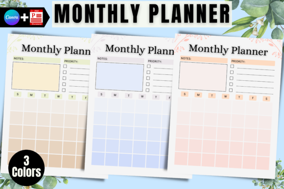 Download Monthly Planner Printable Canva Template - Monthly Collection
